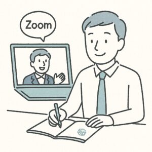 無料相談（Zoom相談）で安心して話せる、サイコロッソコンサルのご利用イメージイラスト
