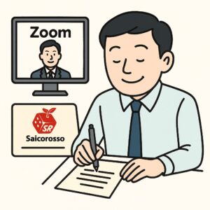 Zoomでの無料相談を通じて話を聞くコンサルタントのイラスト